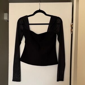 Abercrombie and Fitch Black Long Sleeve Mesh Women's Blouse